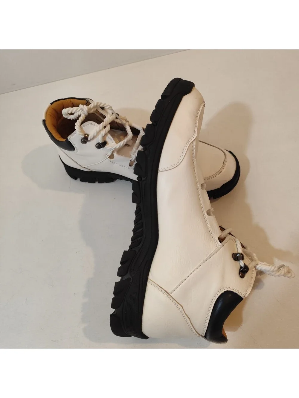 Flyland Men's Ankle Boots Casual White Handmade Leather Shoes Size 11